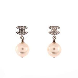 Chanel Cc Pearl Drop Earrings Faux #230144C11B